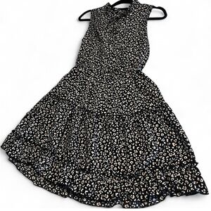 ePretty Black and White Animal Print Boho Midi Dress